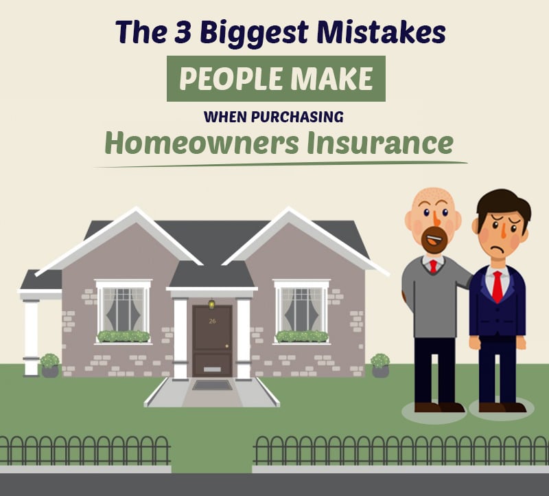 Illustration highlighting common mistakes in buying homeowners insurance.