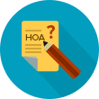 Illustration of an HOA document with a question mark and a pencil.