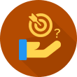 Hand offering a target with a question mark, symbolizing uncertainty in goals.
