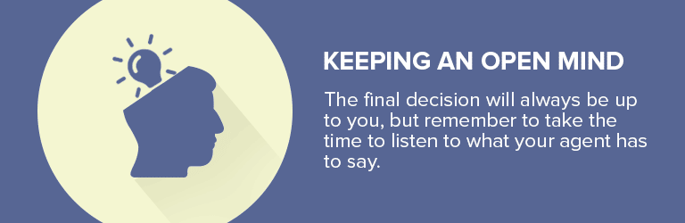 A partial motivational message about decision-making and listening.