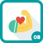 Icon of a flexed arm with a heart symbolizing strength and love.