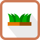 Icon of a patch of green grass with a brown border.