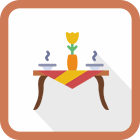A stylish dining table set with coffee cups and a flower vase.
